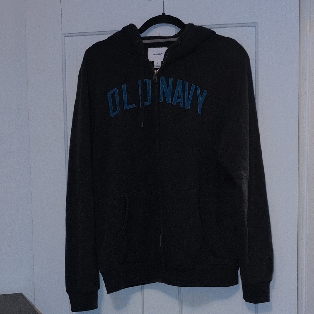 Old Navy Black Hoodie with Blue Lettering